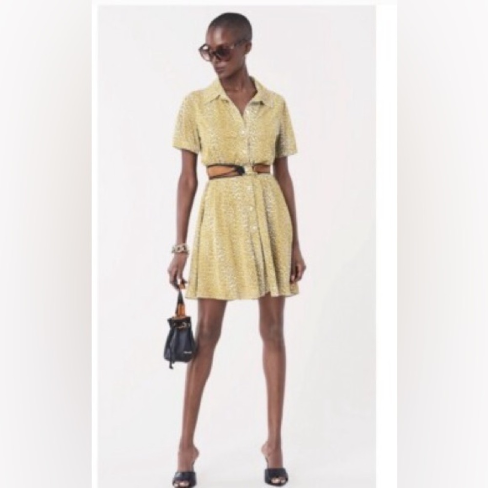 Diane Von Furstenberg Green/Yellow Leopard Print Dress
